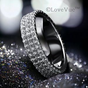 1.5mm Diamond Three Row Brilliant Cut Full Eternity Wedding Ring Band